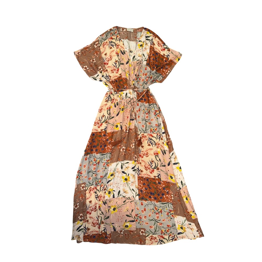 Dress Forum Maxi Dress Womens S Multi Patchwork Floral Boho V-Neck FD6190‎